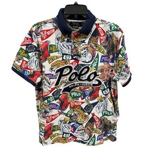 Polo Ralph Lauren Cotton Mesh Graphic Print Polo Size Large